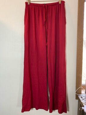 Bright Red Wide-Leg Track Pants